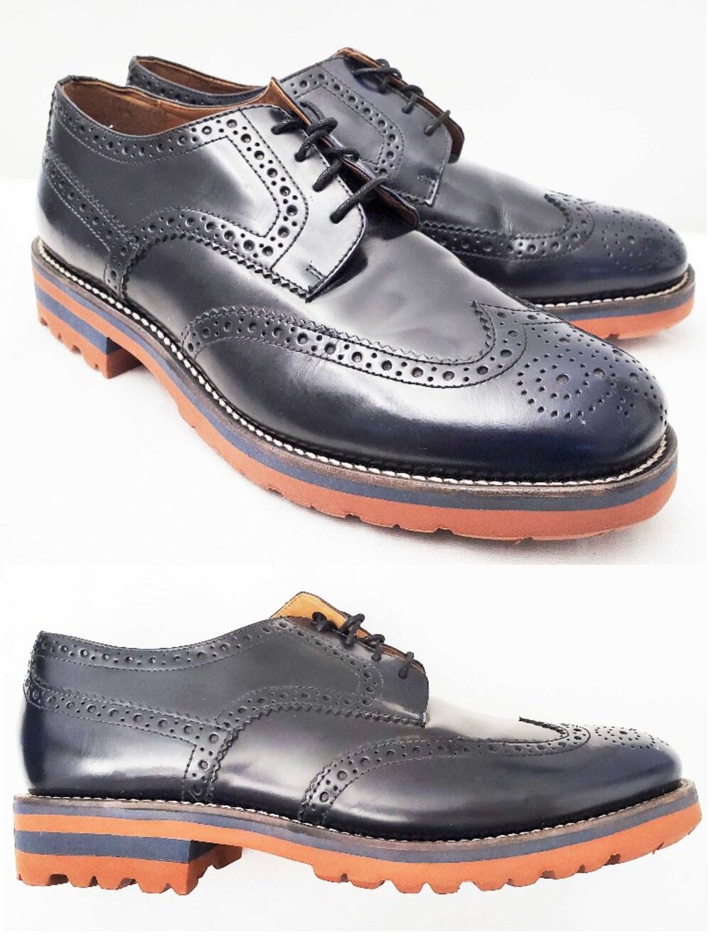 Moral Code Men's  Miller Wing-Tip Brogue Blucher Shoes Oxford Dark Navy 9M